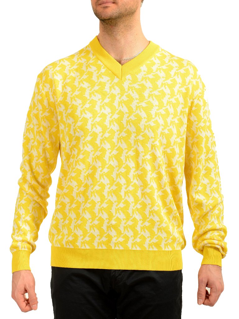 Scuderia Ferrari Men's Organic Cotton Silk V-Neck Pullover Sweater Us 3xl It 58